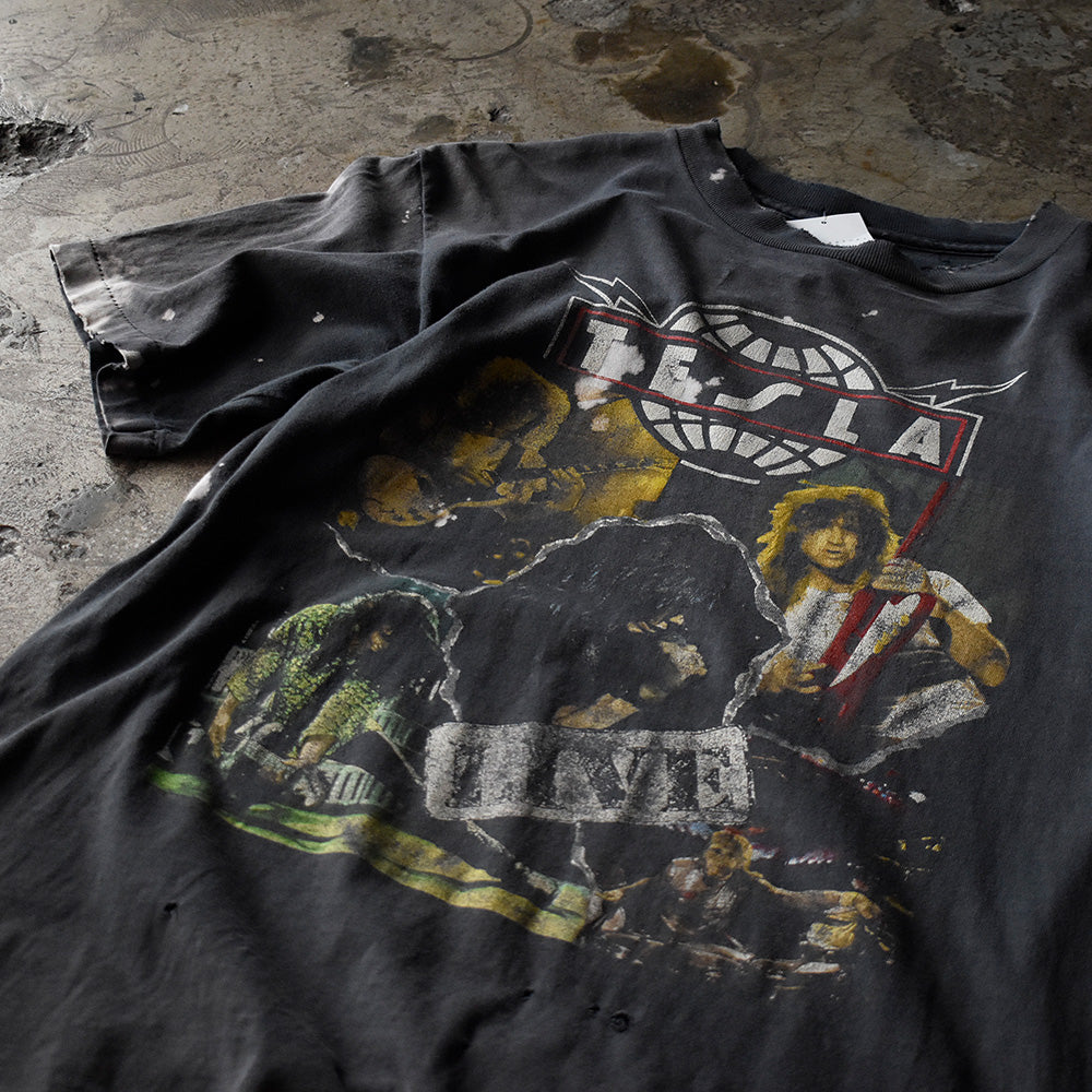 90's ダメージ! Tesla "Psychotic Supper Tour 1992" ロック Tシャツ 230901H