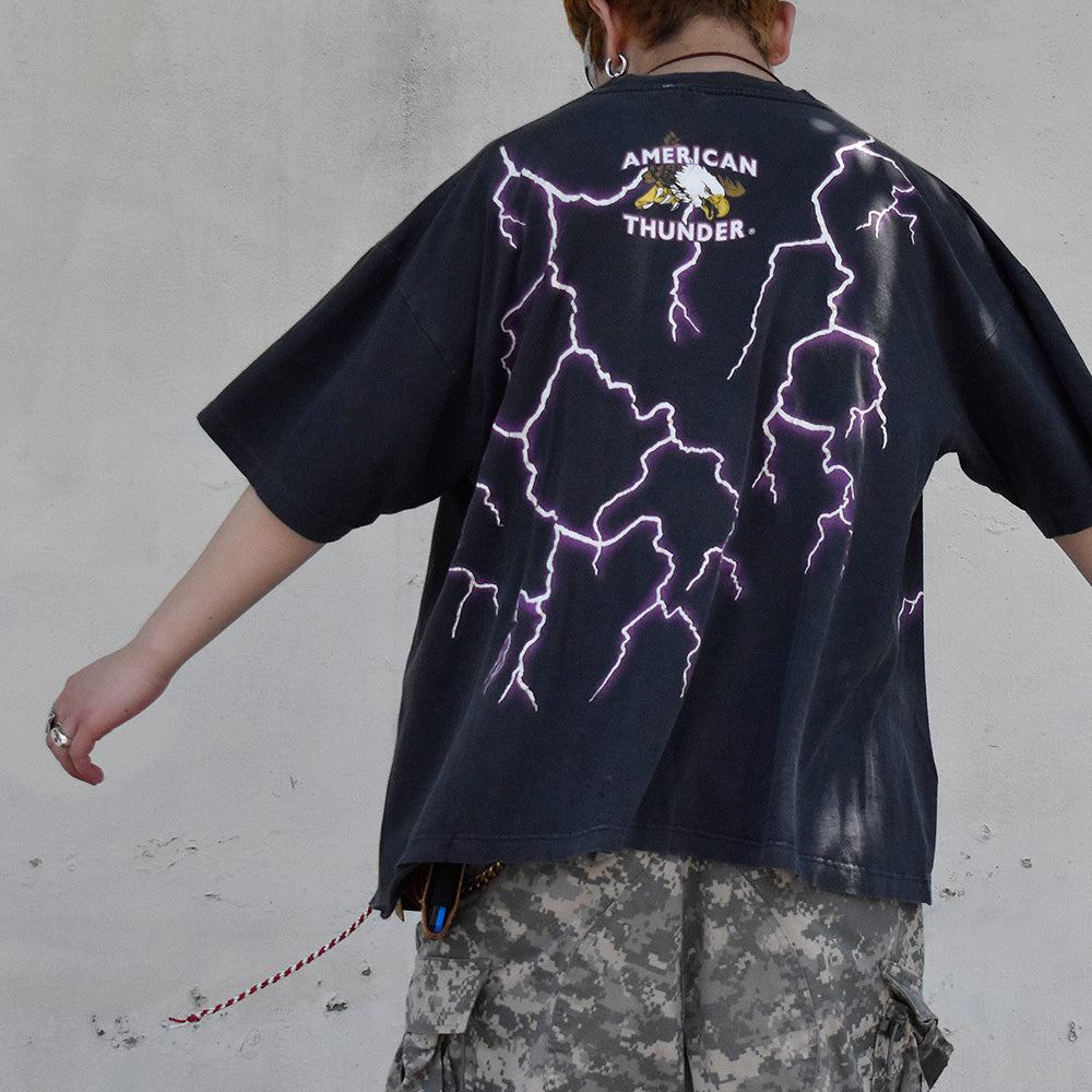 90’s AMERICAN THUNDER "The Legend Lives" イーグル×星条旗 Tシャツ 250515H