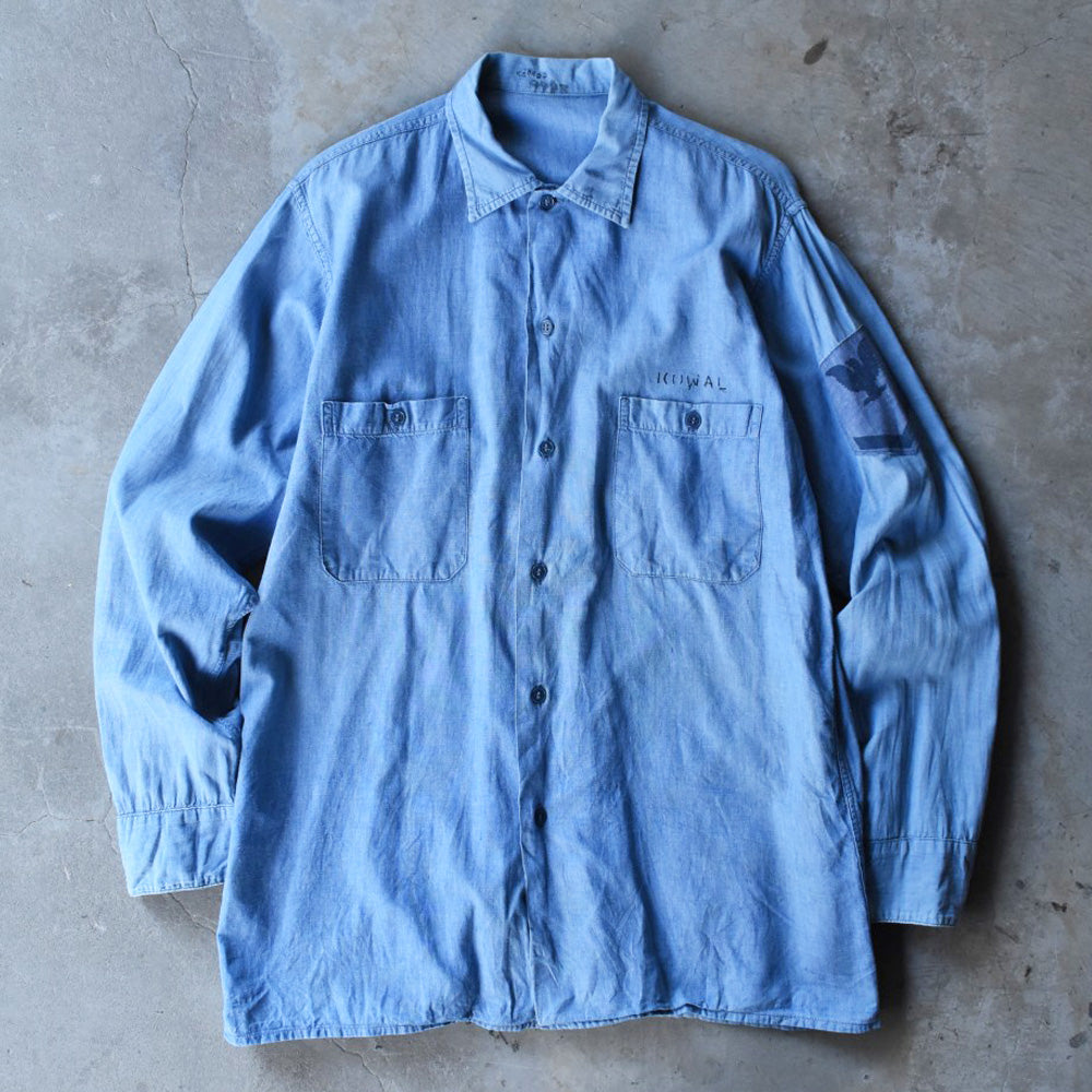 50's US NAVY シャンブレーシャツ 耳付き ステンシル入り 251216H