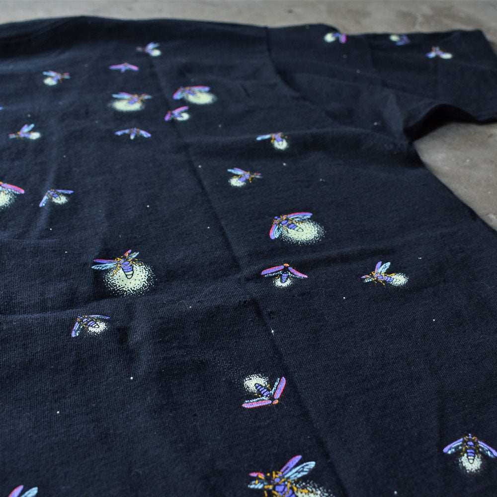 90's AOP! "firefly" ホタル アート Tシャツ USA製 230711