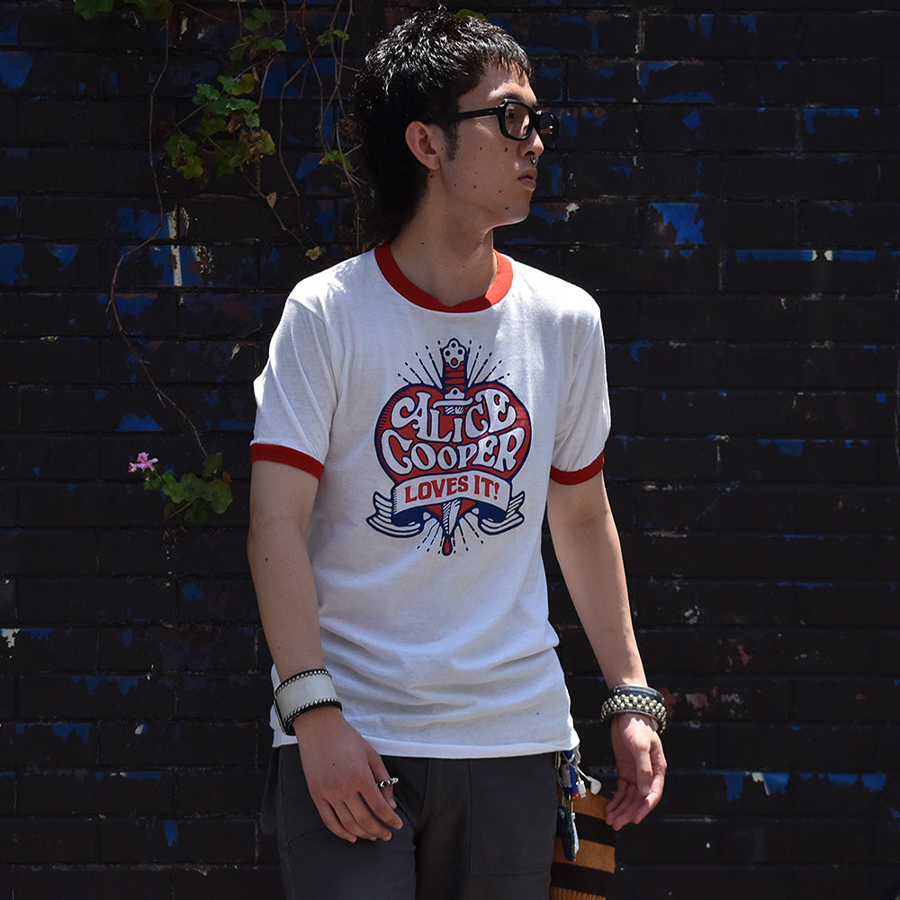 70's デッドストック! Alice Cooper "School's Out" リンガー ロック Tシャツ 230710H