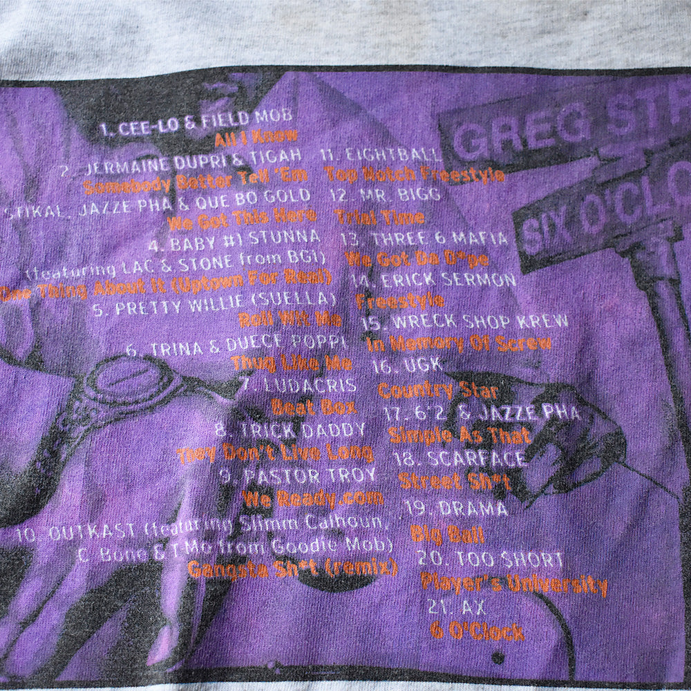 Y2K Greg Street “Six O'Clock Vol 001” 長袖 ラップ Tシャツ 231211H