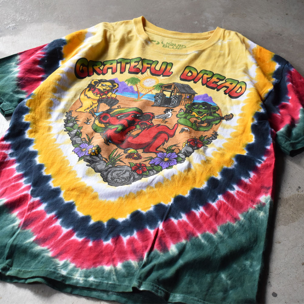 Y2K LIQUID BLUE Grateful Dead デッドベア! タイダイTシャツ 240923