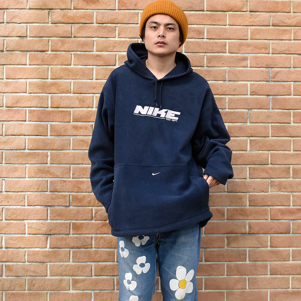 Y2K NIKE center small swoosh刺繡 フリースパーカー 241010H