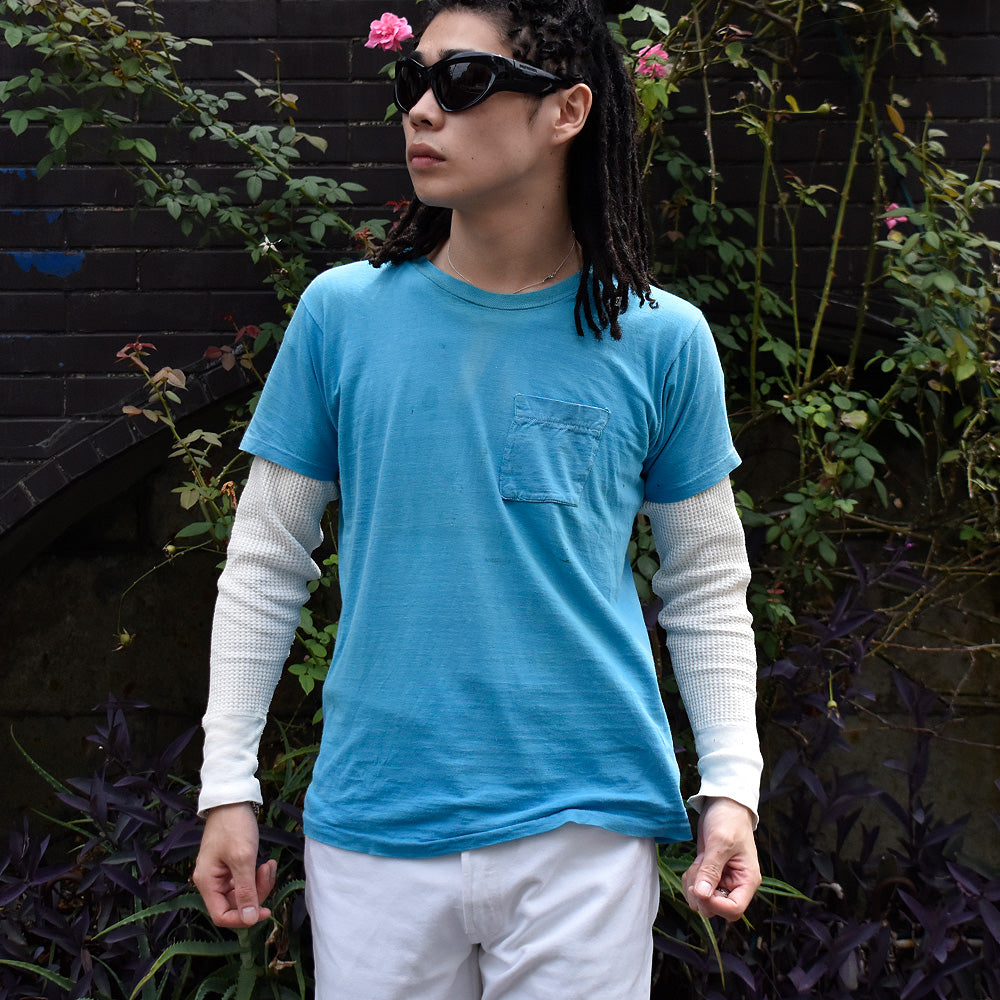 70's 無地 耳付き 角ポケ Pocket Tee 230907H