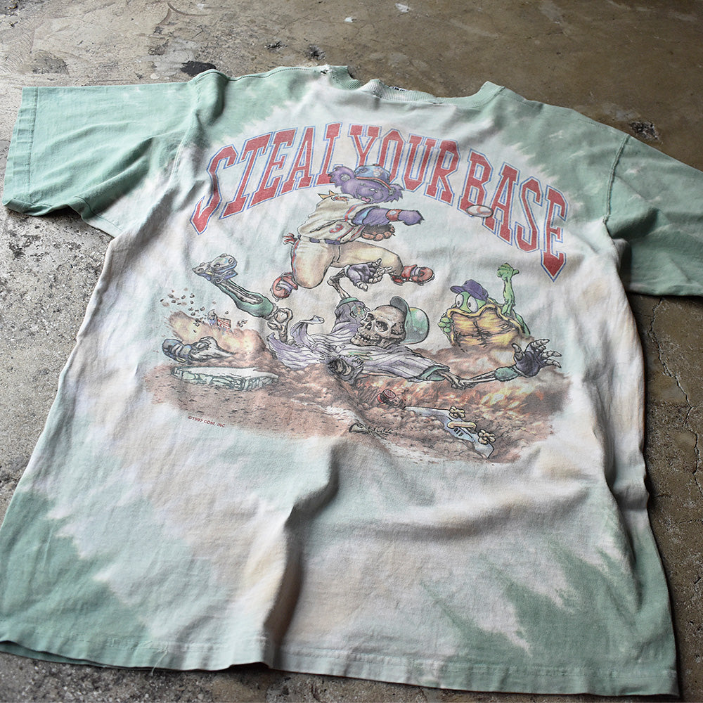 90's LIQUID BLUE / Grateful Dead "Steal Your Base” タイダイ ロック Tシャツ 240620H