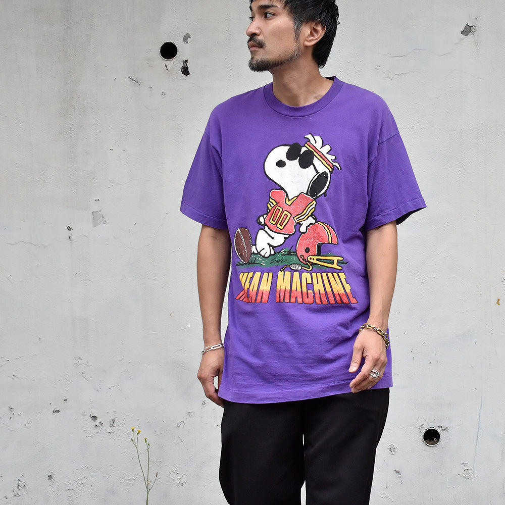 90's Peanuts スヌーピー “MEAN MACHINE” 海外アニメ キャラ Tシャツ USA製 250813H