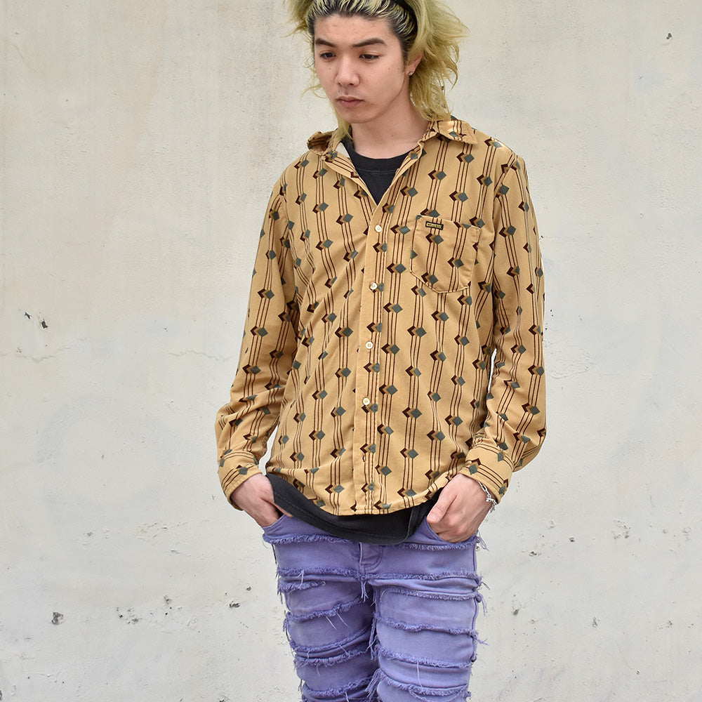 90's OLD “DIESEL“ 総柄 ベロアシャツ イタリア製 250616H