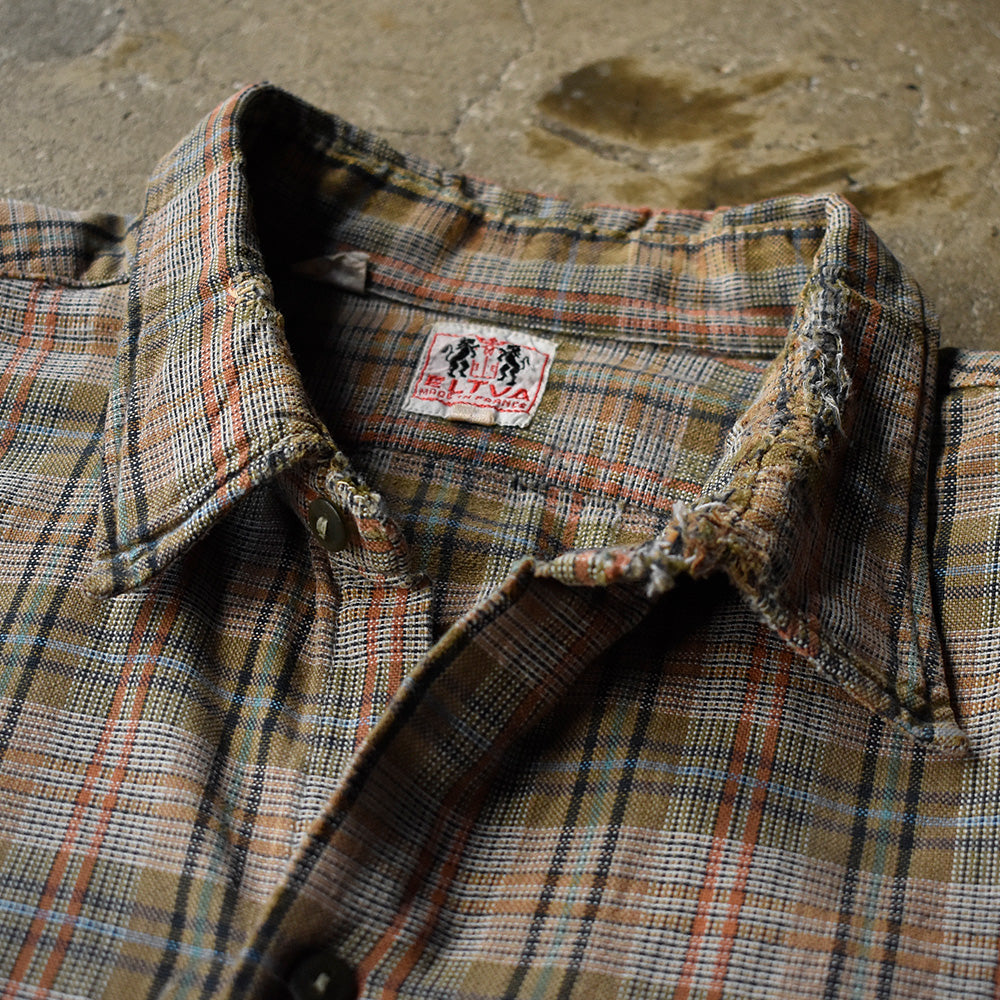 50’s~ ELTVA チェック柄 グランパシャツ France製 250125H