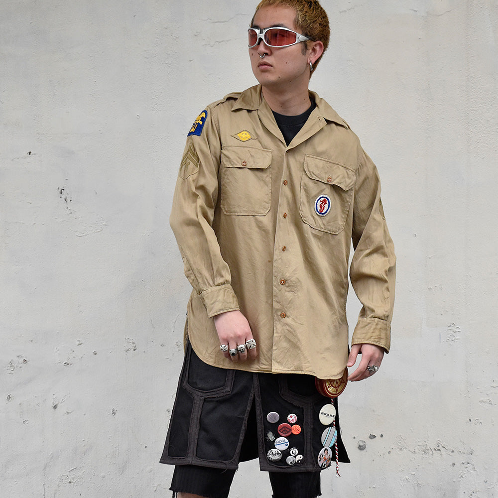 40's~50's U.S.ARMY ワッペン マチ付き チノシャツ 250511H