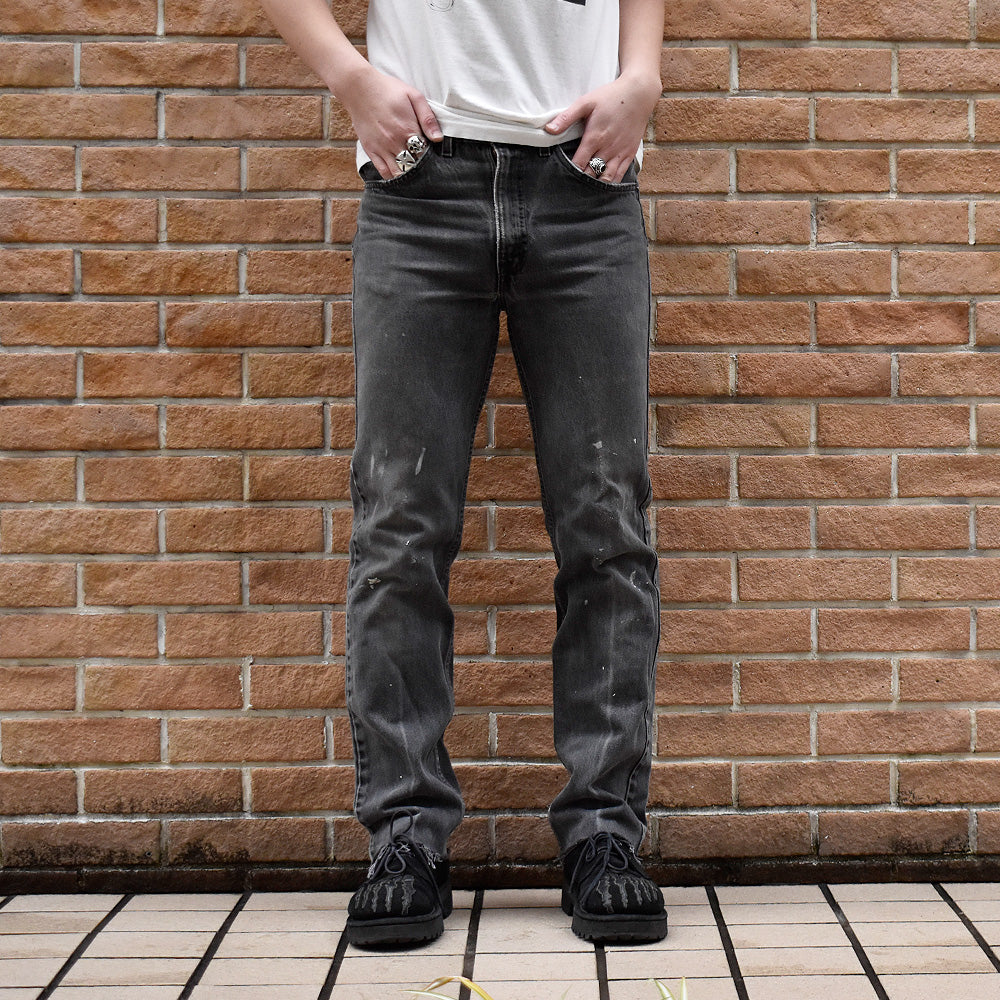 90's ペンキ! Levi's 505 ブラックデニムパンツ USA製 オレンジタブ 250203H
