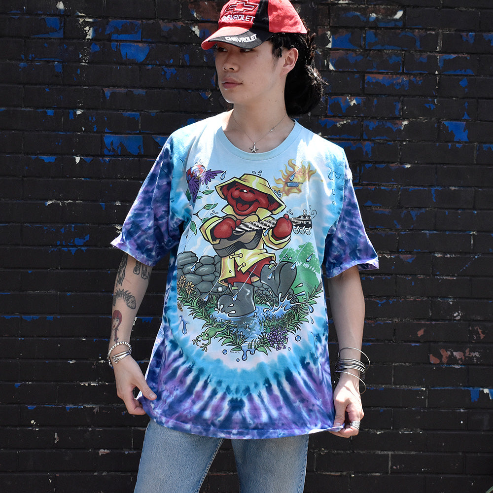 Y2K LIQUID BLUE / Grateful Dead “Dancing Bear” タイダイ ロック Tシャツ 240722H