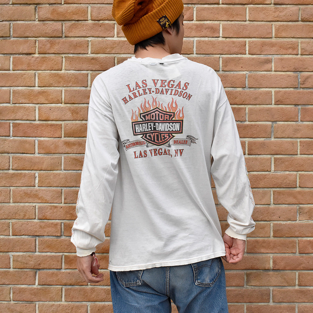 90's~ ダメージ! Harley Davidson ロングスリーブTシャツ 241010H