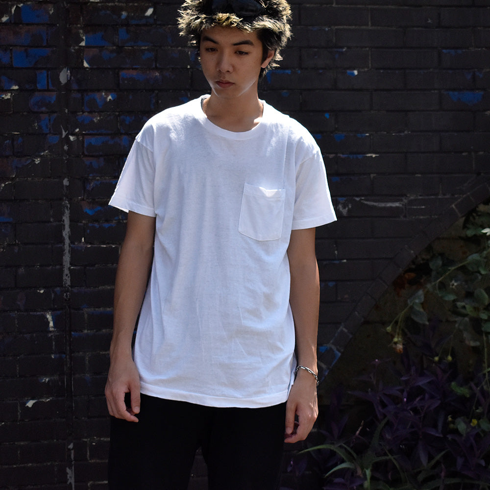 80's~ ホワイト! 無地 ポケット付き Tシャツ 250821H