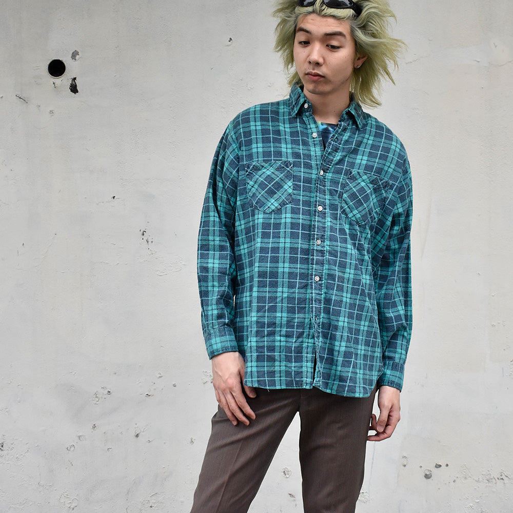 90's Dickies チェック柄 プリントネルシャツ 250528H