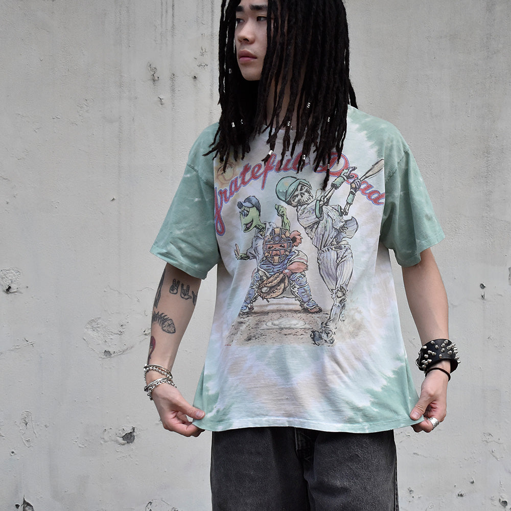 90's LIQUID BLUE / Grateful Dead "Steal Your Base” タイダイ ロック Tシャツ 240620H