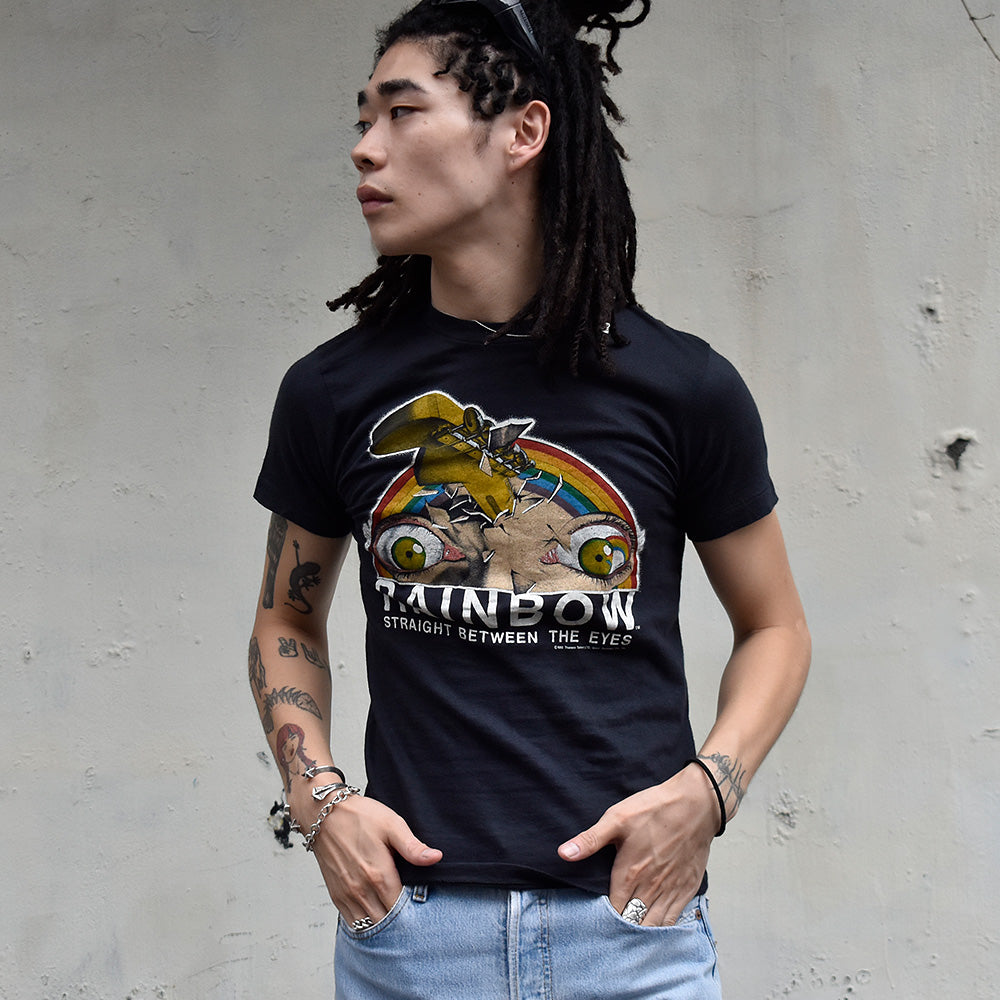80's Rainbow "Straight Between the Eyes" ロック Tシャツ 230904H