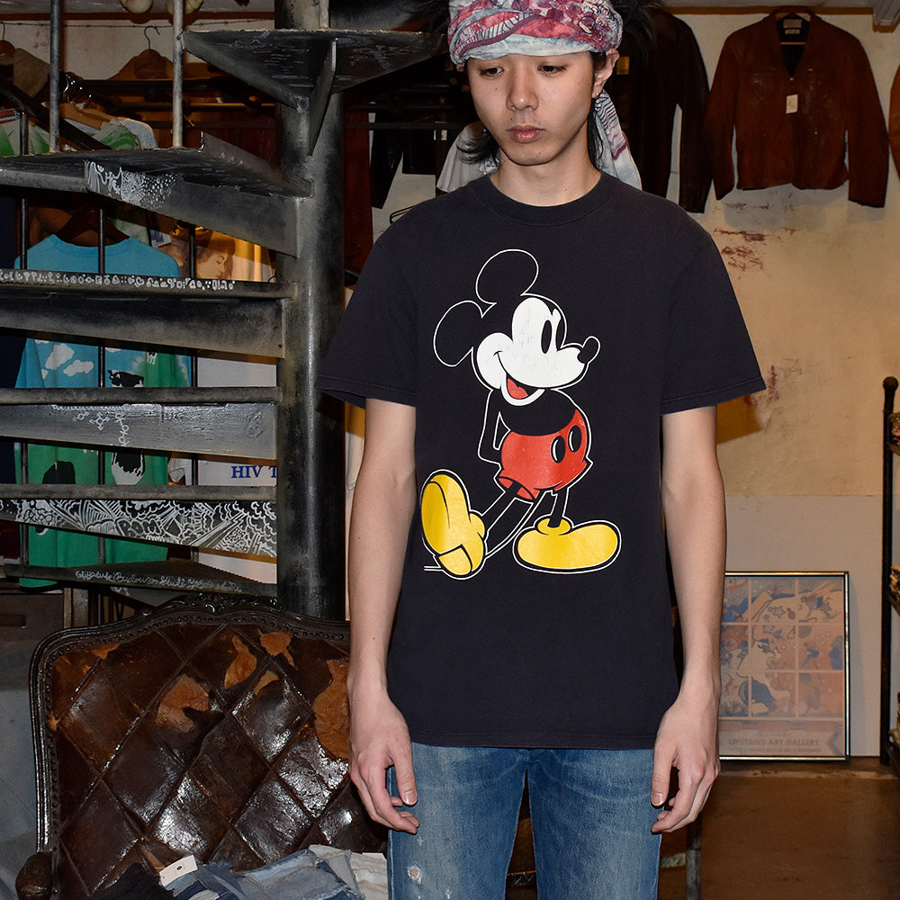 80’s Disney ブラック!”Mickey” Tシャツ USA製 250403H