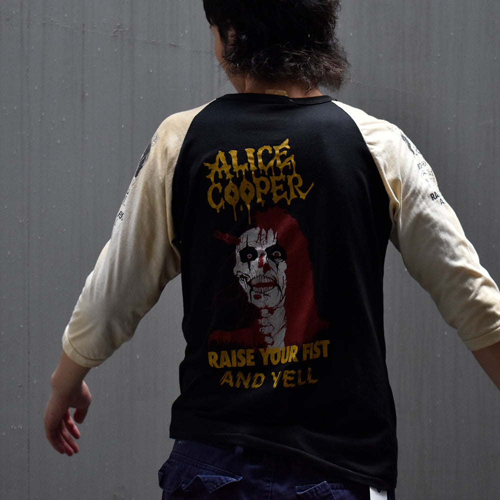 80's Alice Cooper/アリス・クーパー "Raise Your Fist and Yell" World Tour Raglan sleeve Tee 230814H