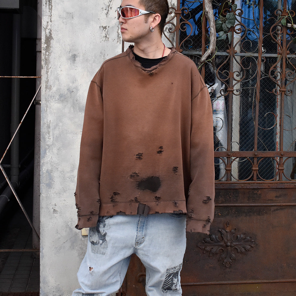 ボロ! チョコレートブラウン 無地 スウェット XXXL size 250221H