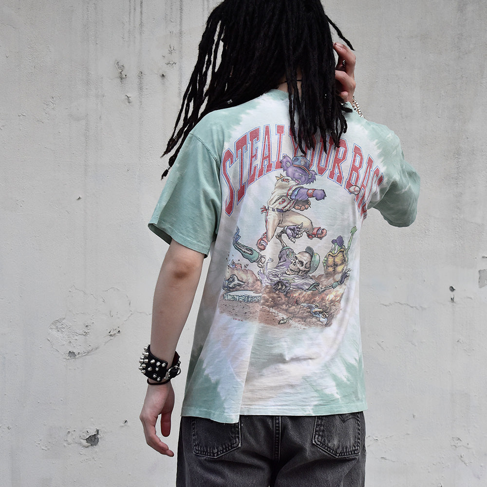 90's LIQUID BLUE / Grateful Dead "Steal Your Base” タイダイ ロック Tシャツ 240620H