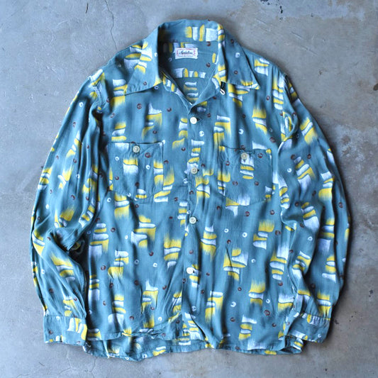 50’s Manhattan アトミック柄 レーヨン ループカラーシャツ 251216H