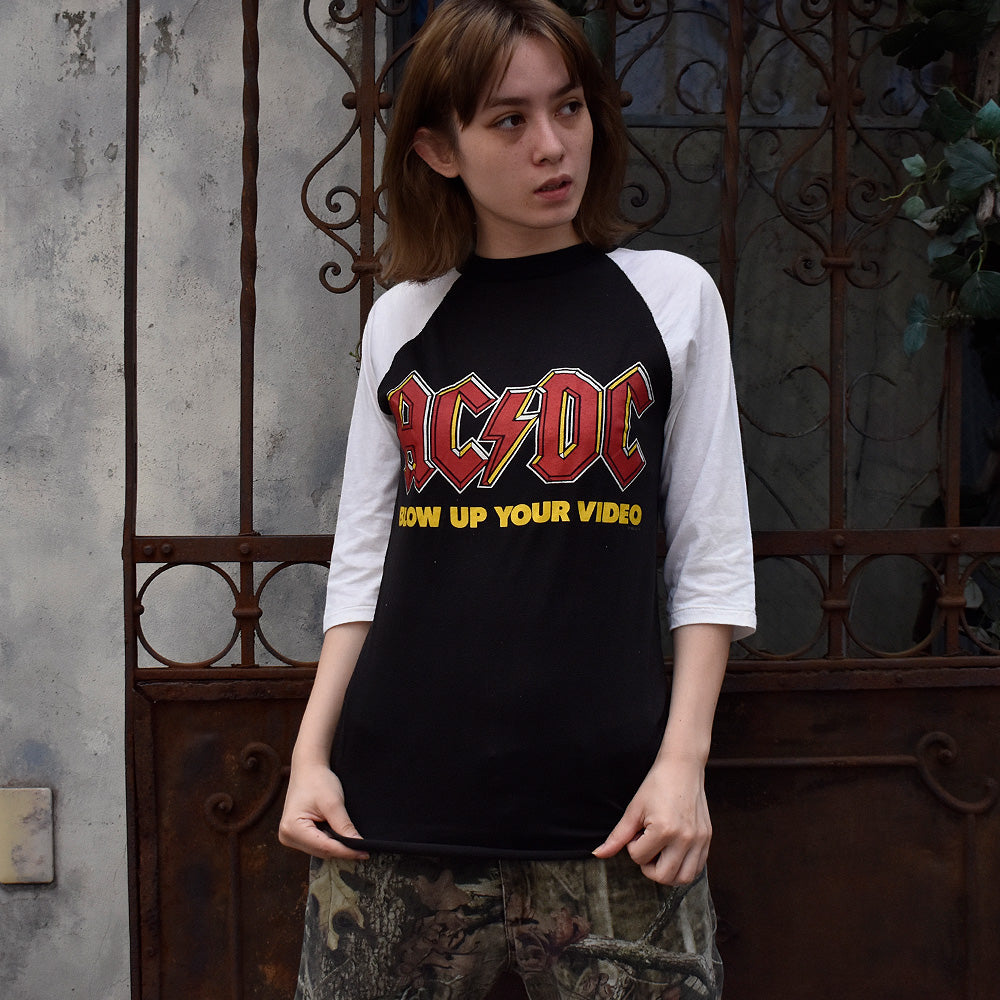 80's AC/DC "Blow Up Your Video" World Tour Raglan sleeve Tee 230821H
