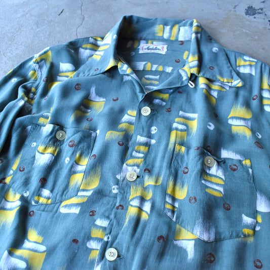 50’s Manhattan アトミック柄 レーヨン ループカラーシャツ 251216H
