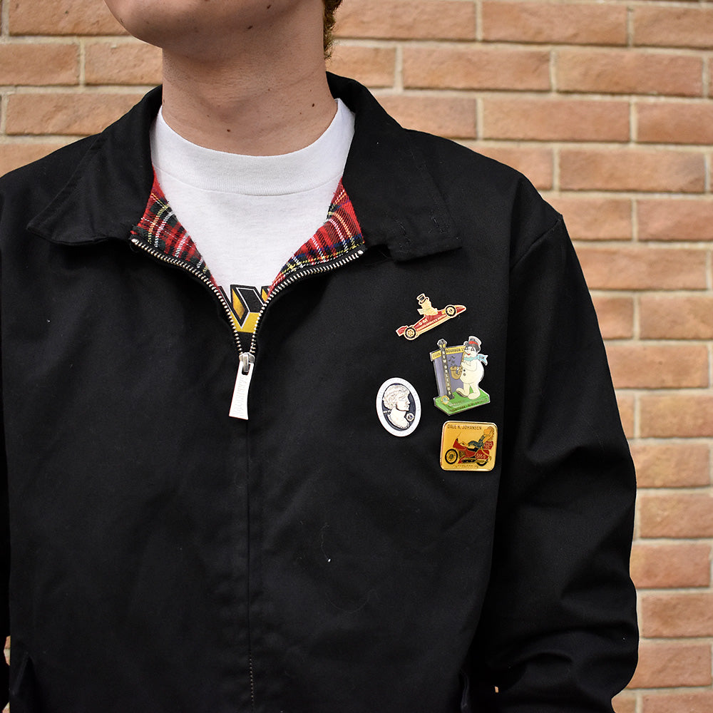 90's~ Harrington ハリントンジャケット ピンズ付き! ブラック×赤チェック 250317H