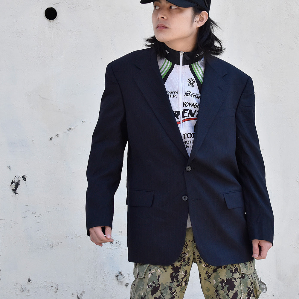 80's~ MONSIEUR by GIVENCHY ストライプ柄 テーラードジャケット USA製 ゆったりサイズ 240311H