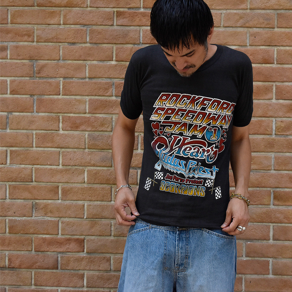 80's “Rockford Speedway JAM“ Heart /Judas Priest/Scorpions/Joe Perry Project ロック Tシャツ 250728H