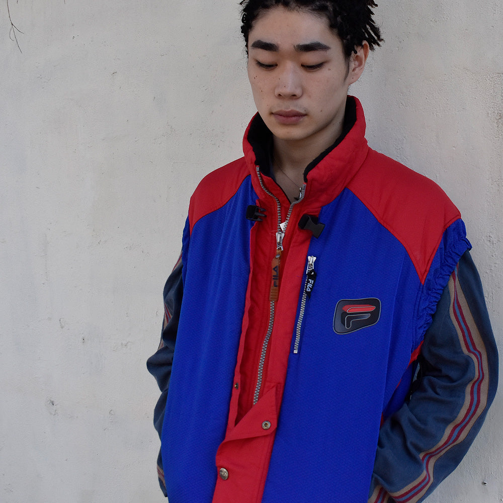 90’s FILA スキーライン Thermore 中綿入り ナイロンベスト 231017