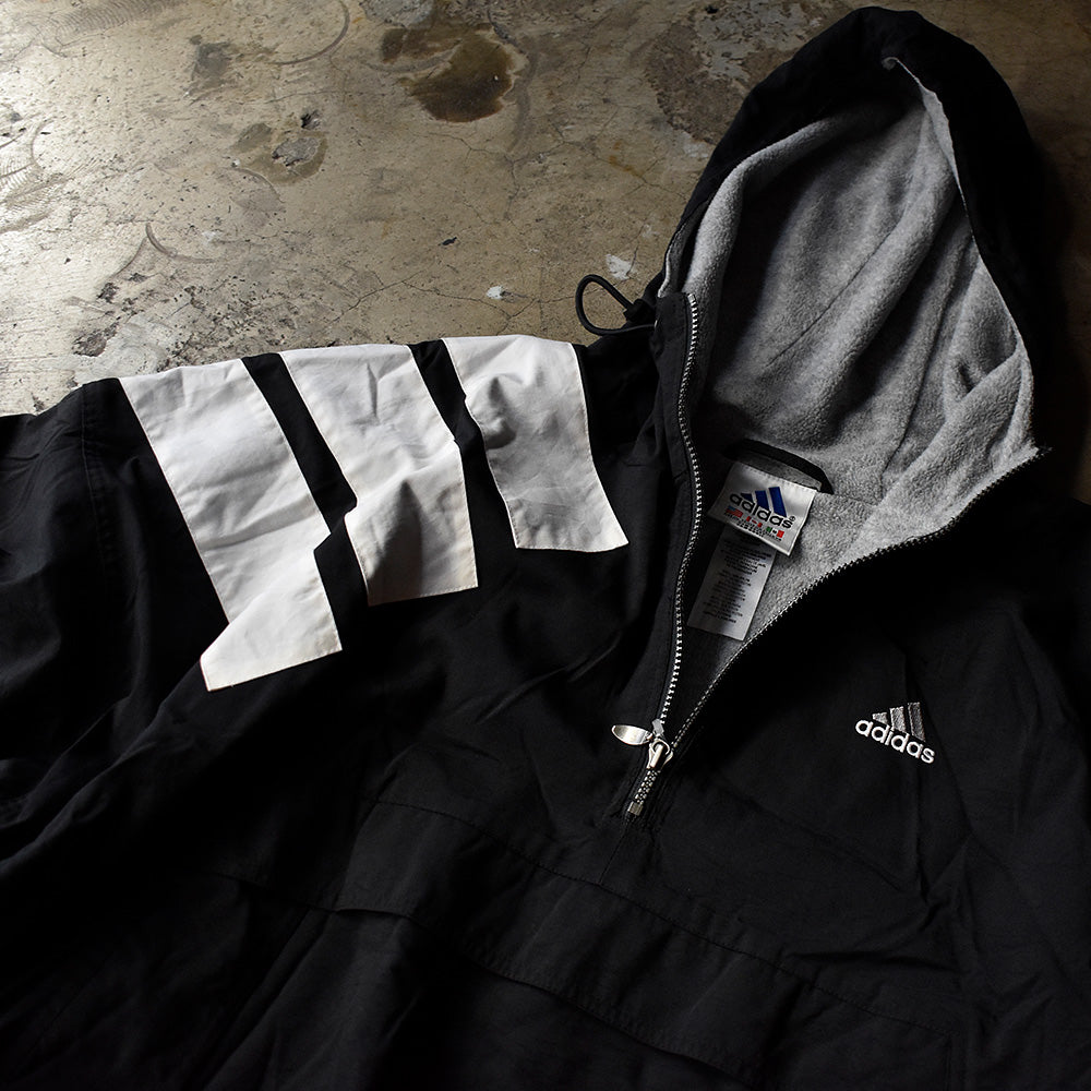 90’s adidas ビッグストライプ! ロング丈 ナイロン アノラックパーカー 231104