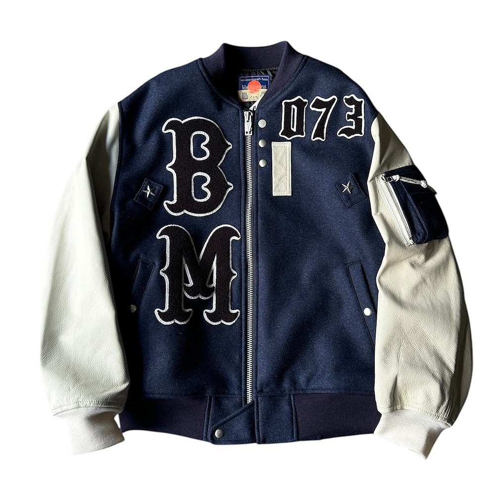 blackmeans レザー×ウール アワードジャケット 945-79TJ404-1 241115H
