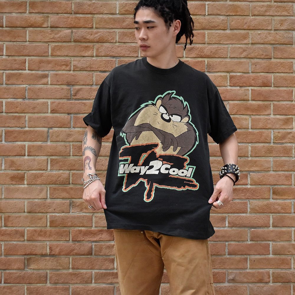90's Looney Tunes “way2cool / タズマニアン・デビル” 海外アニメ キャラ Tシャツ USA製 240811H