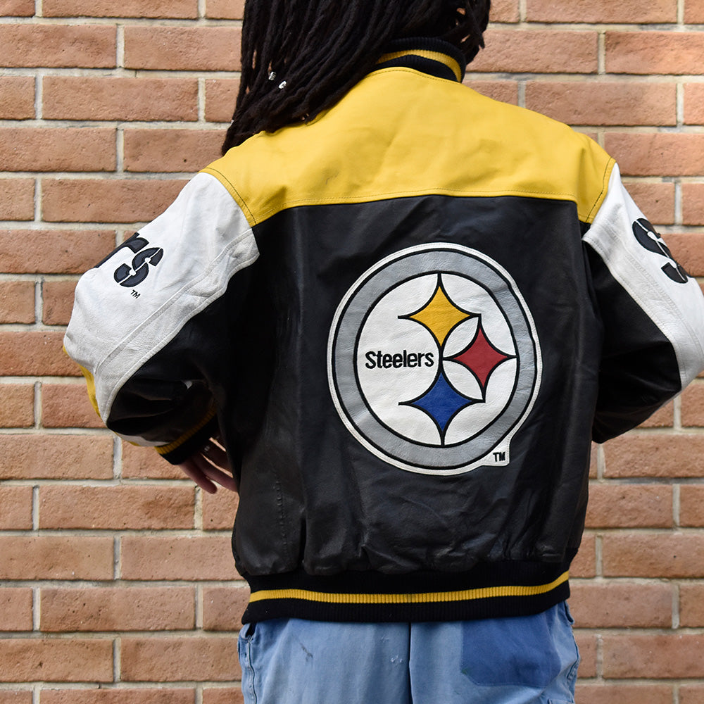 90's NFL “Pittsburgh Steelers” レザー アワードジャケット 231220H