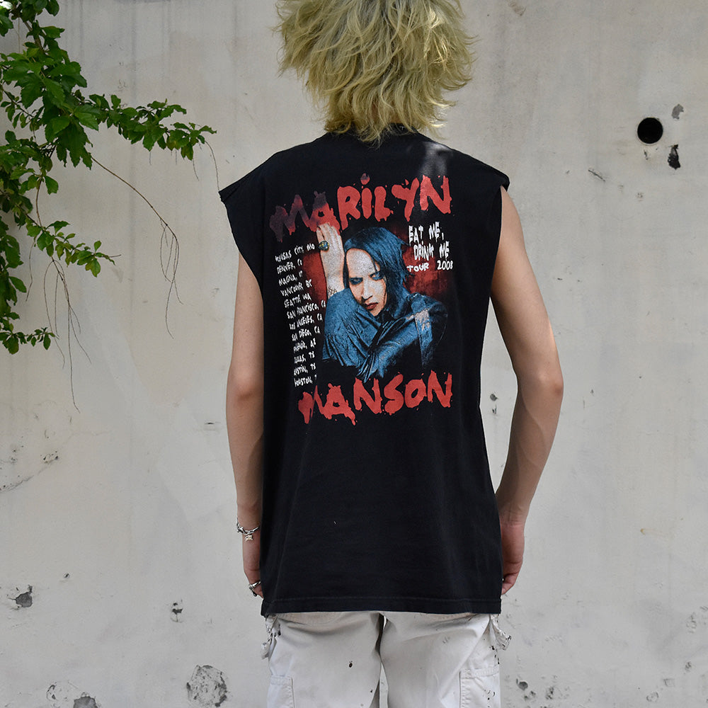 Y2K Marilyn Manson “Eat Me, Drink Me” カットオフTシャツ 250605H