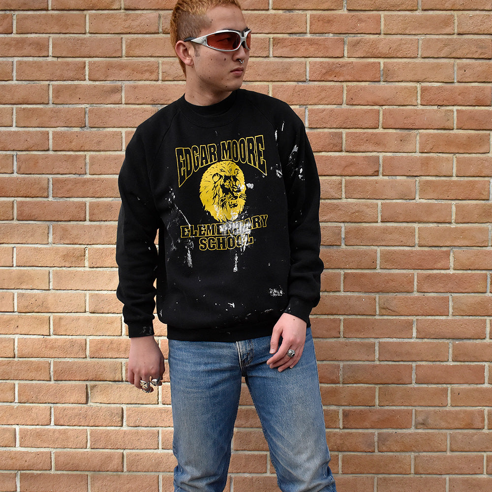 80’s JERZEES ペンキ! “Edgar Moore Elementary School” スウェット USA製 250130H