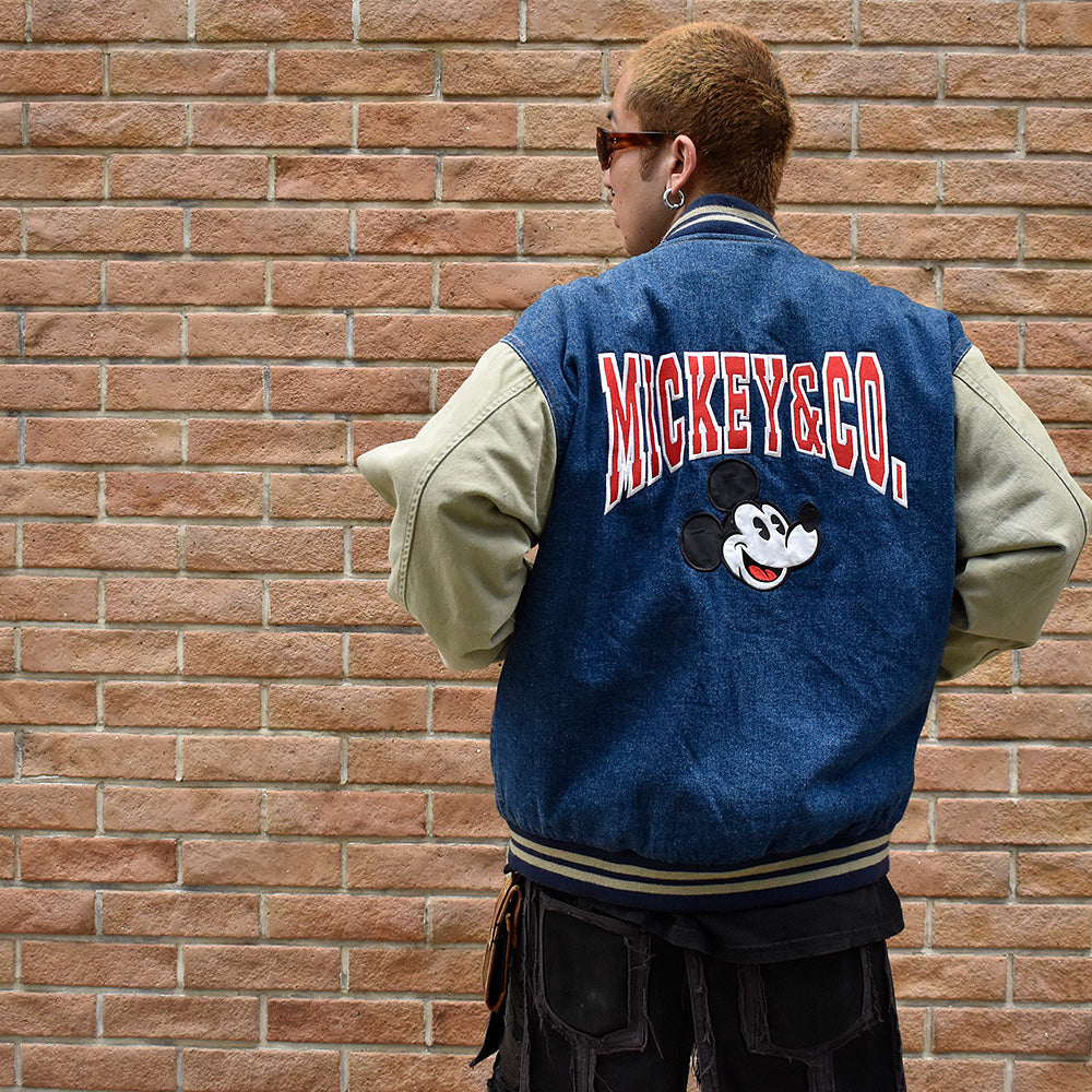 90's MICKEY&CO. “Mickey” 中綿入り デニム切り替え コットン アワードジャケット 241111H