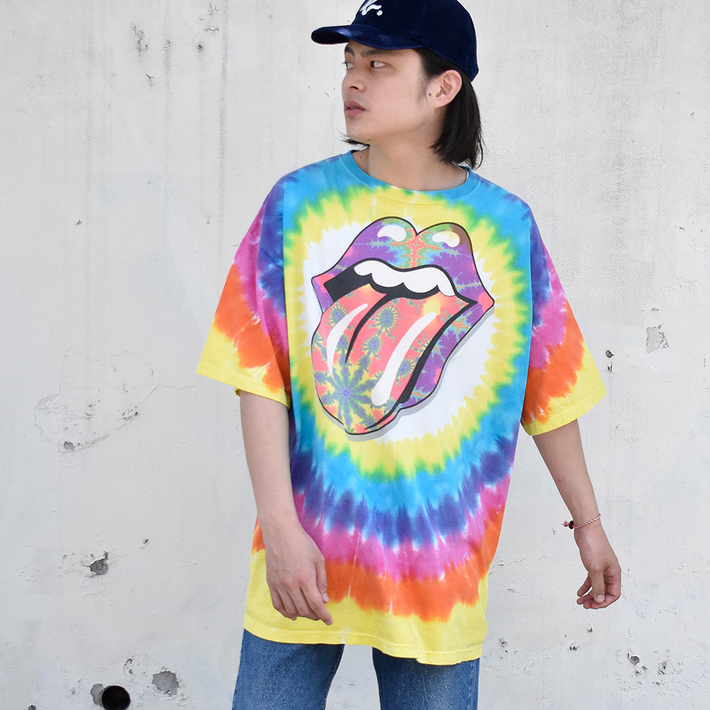 Y2K The Rolling Stones×LIQUID BLUE サイケロゴ! タイダイ Tシャツ 240708H