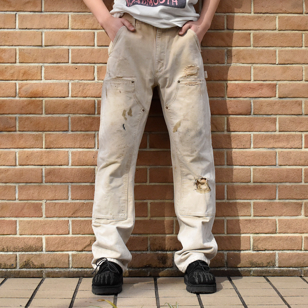 Y2K フェード&ダメージ! Carhartt ダブルニー ブラウンダック ペインターパンツ USA製 250128H