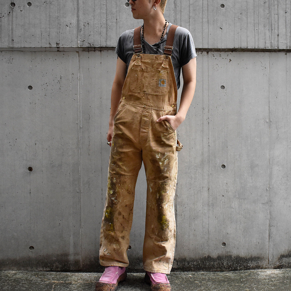 90’s ペンキ! Carhartt ダブルニー ブラウンダック オーバーオール 241001H