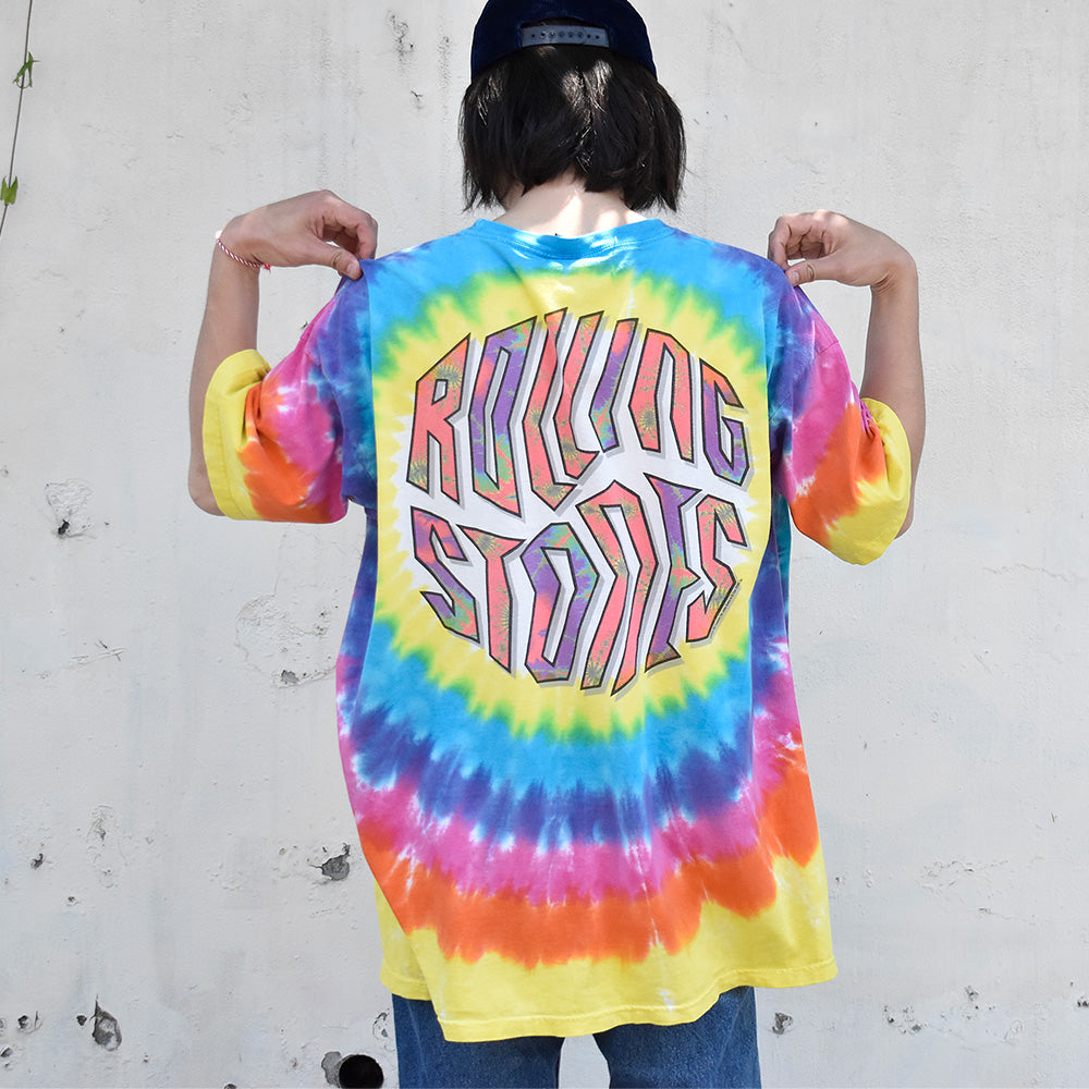 Y2K The Rolling Stones×LIQUID BLUE サイケロゴ! タイダイ Tシャツ 240708H