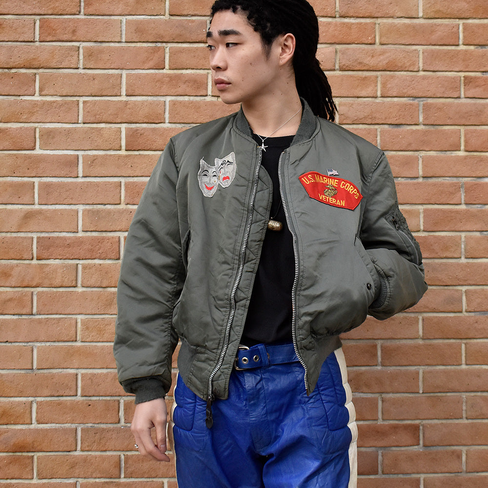80's ALPHA “Mötley Crüe×USMC”ワッペン付き! MA-1 フライトジャケット USA製 240212H