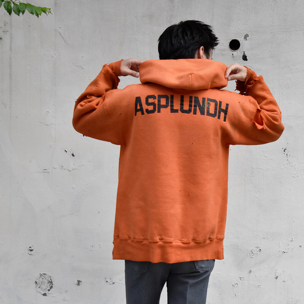 80's~ ボロ! RUSSELL ATHLETIC ダブルフェイス! “ASPLUNDH“ プルオーバーパーカー USA製 240923H