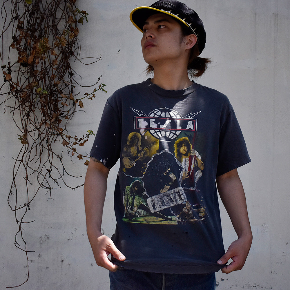 90's ダメージ! Tesla "Psychotic Supper Tour 1992" ロック Tシャツ 230901H