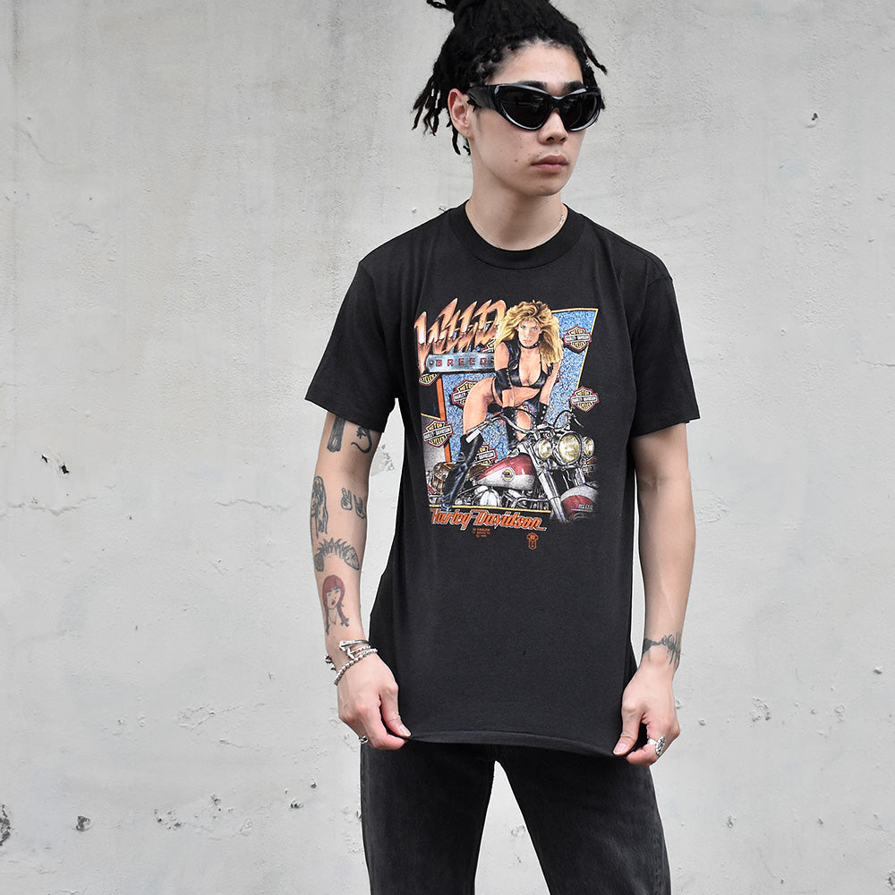 80's Harley Davidson "Sexy lady" 3D EMBLEM Tシャツ 240717H