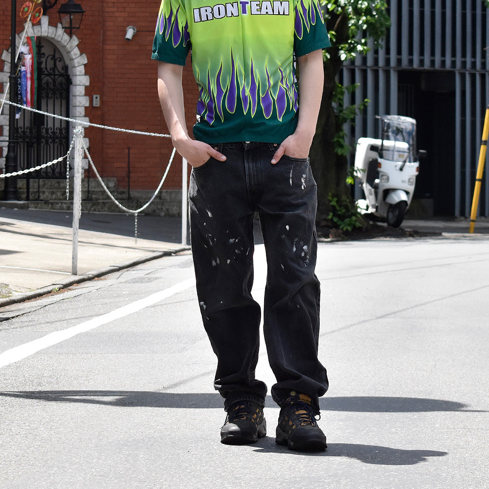Y2K ペンキ! Levi's 550 Relaxed Fit ブラック デニムパンツ 240425H