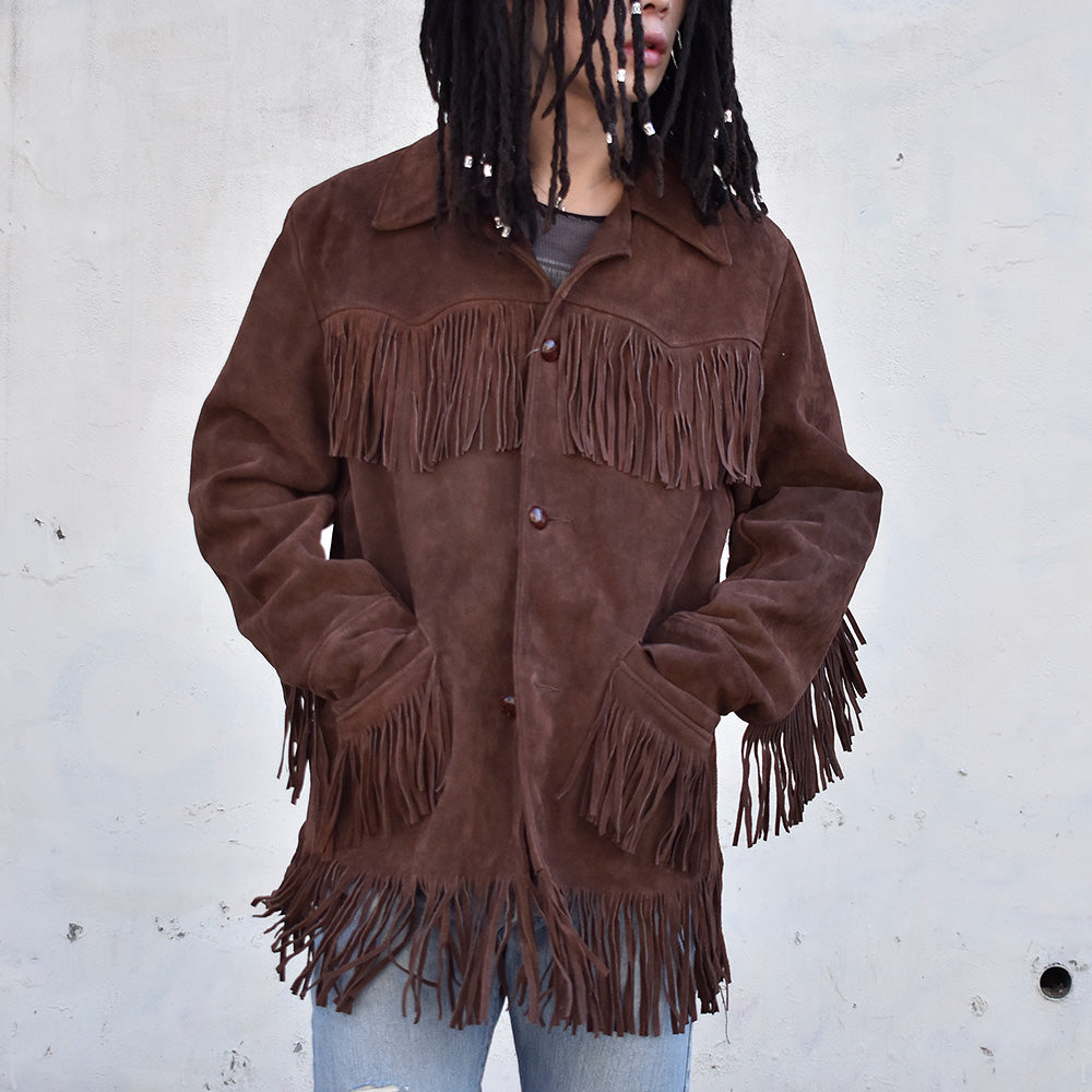 70’s Sears WESTERN Outdoor Wear フリンジ スエードレザージャケット 231221H