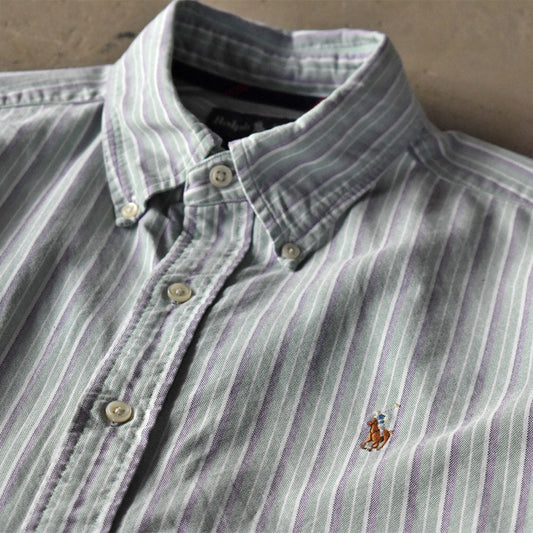 Ralph Lauren “CLASSIC FIT” ストライプ 半袖 ボタンダウンシャツ 240501 S2096